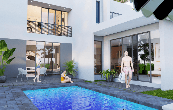 Waterford Dunes Sand house backyard architectural rendering