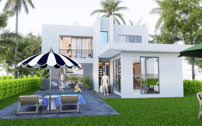 Waterford Dunes Sand house backyard architectural rendering