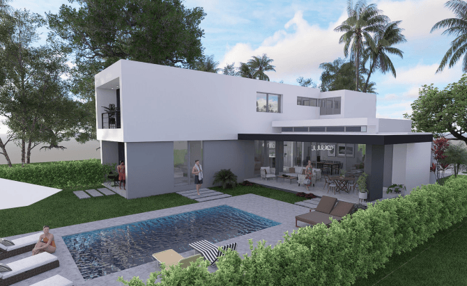 Waterford Dunes Seabreeze house backyard architectural rendering