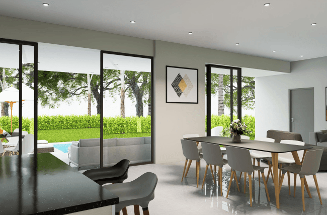 Waterford Dunes Royal Dunes house living area architectural rendering