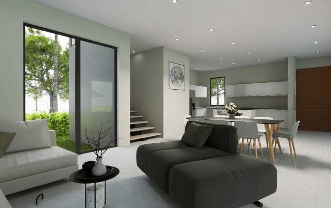 Waterford Dunes Royal Dunes living area architectural rendering