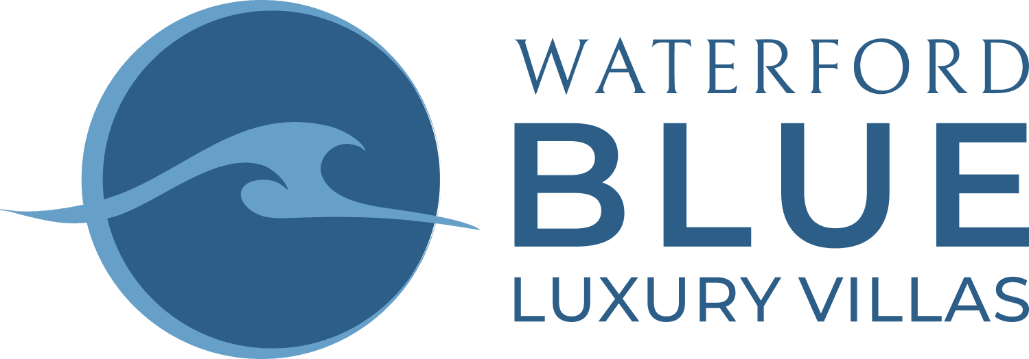 Waterford Blue logotype over background