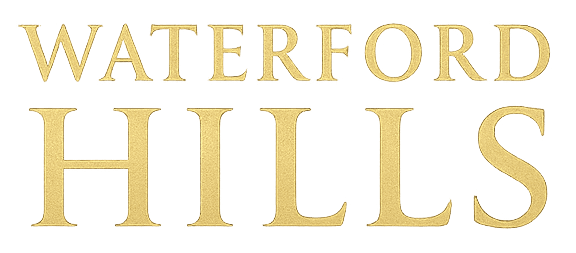 Waterford Hills text logo with transparent background